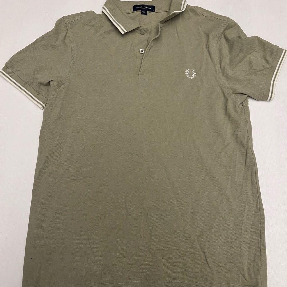 Fred Perry Olive Green Polo Shirt with White Trim